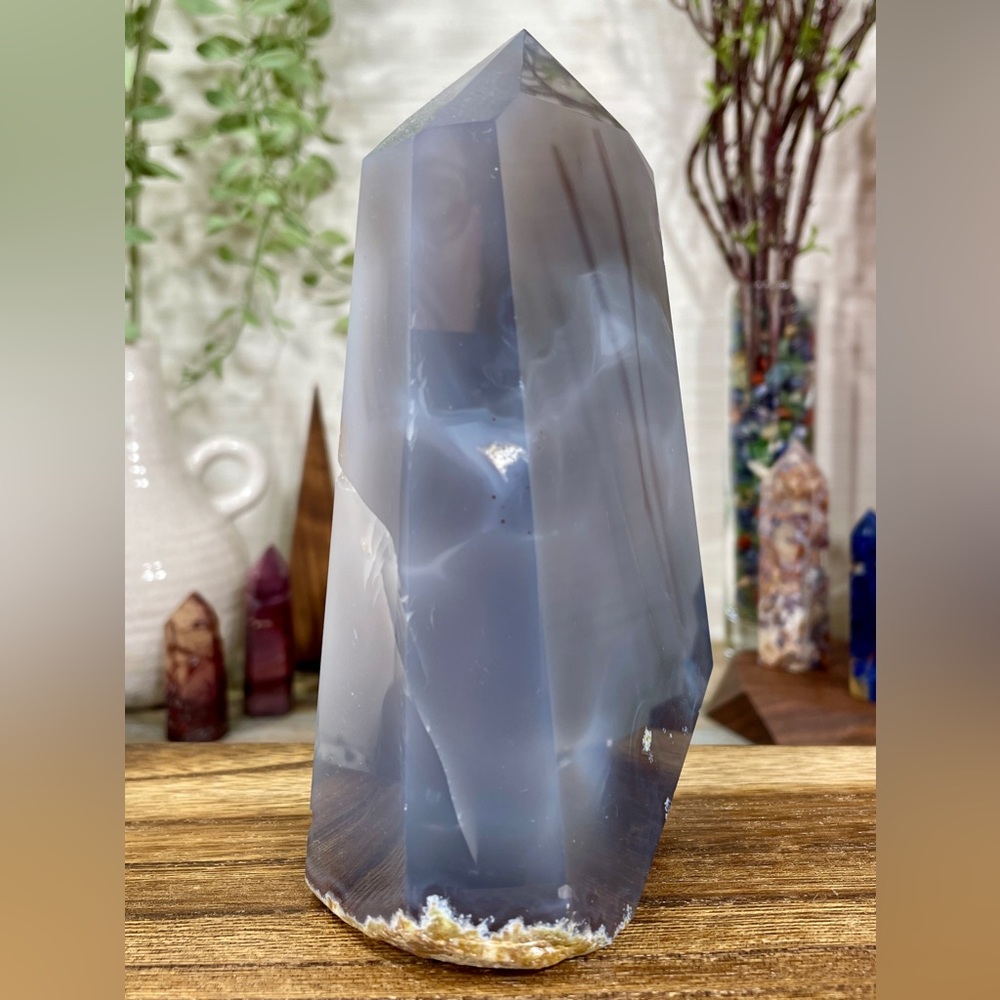 1615 Blue Agate Crystal Tower with Large Druzy Cave - Picture 7 of 17